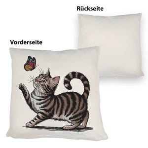 Katze mit Schmetterling Kissen für Tierliebhaber