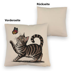 Katze mit Schmetterling Kissen für Tierliebhaber