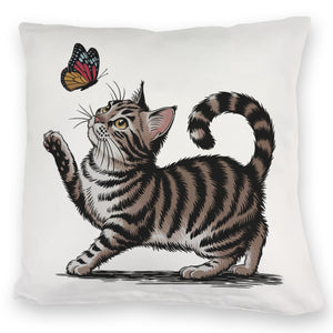 Katze mit Schmetterling Kissen für Tierliebhaber