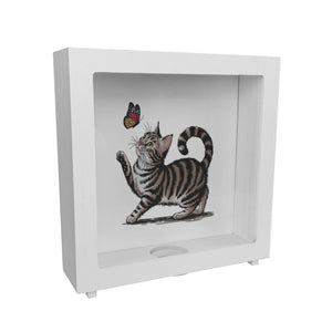 Katze mit Schmetterling Spardose für Tierliebhaber