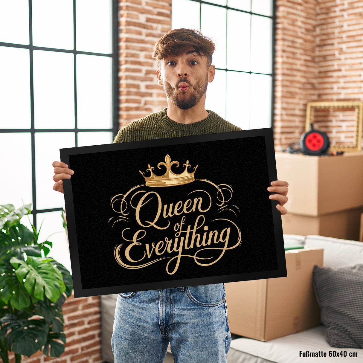 Goldene Krone Queen of Everything Fußmatte in 35x50 cm