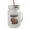 Mi mi mi... Klappe! Grimmiges Cabybara Trinkglas mit Bambusdeckel