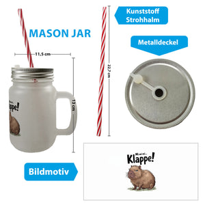 Mi mi mi... Klappe! Grimmiges Cabybara Trinkglas mit Bambusdeckel