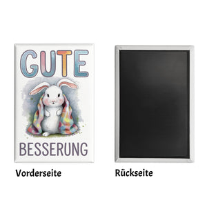 Gute Besserung Souvenir Souvenir Magnet - weißes Kaninchen in einer Decke