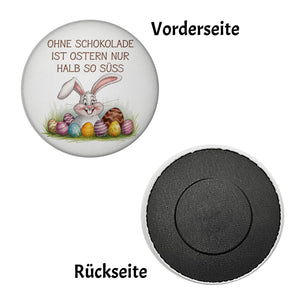 Fröhlicher Hase mit Ostereiern Magnet - Ostern ohne Schokolade halb so süß