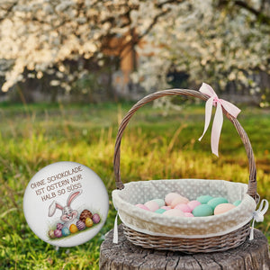 Fröhlicher Hase mit Ostereiern Magnet - Ostern ohne Schokolade halb so süß