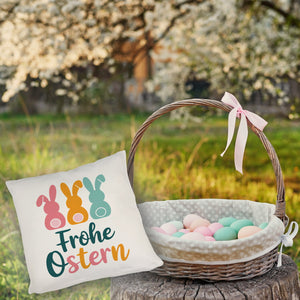 Frohe Ostern Hasen Kissen für Osterdeko