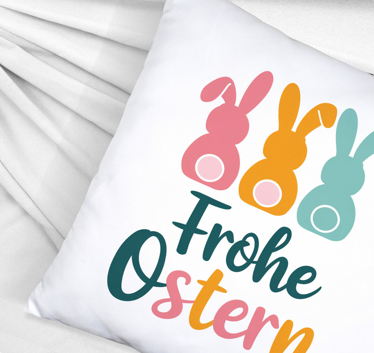 Frohe Ostern Hasen Kissen für Osterdeko