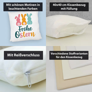 Frohe Ostern Hasen Kissen für Osterdeko