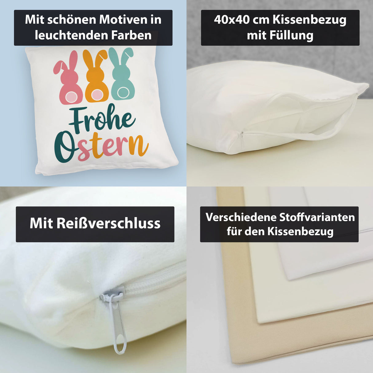 Frohe Ostern Hasen Kissen für Osterdeko