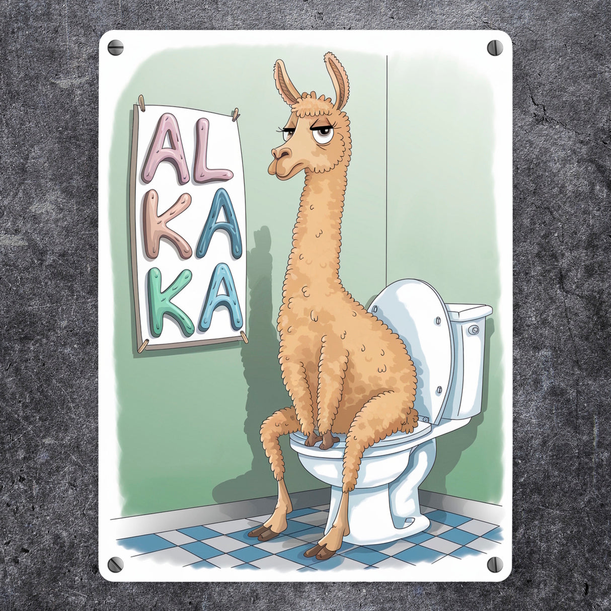 ALKAKA Lama Metallschild in 15x20 cm für Lama-Fans und das stille Örtchen