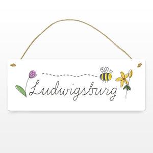 Ludwigsburg Metallschild mit Blumen und Biene
