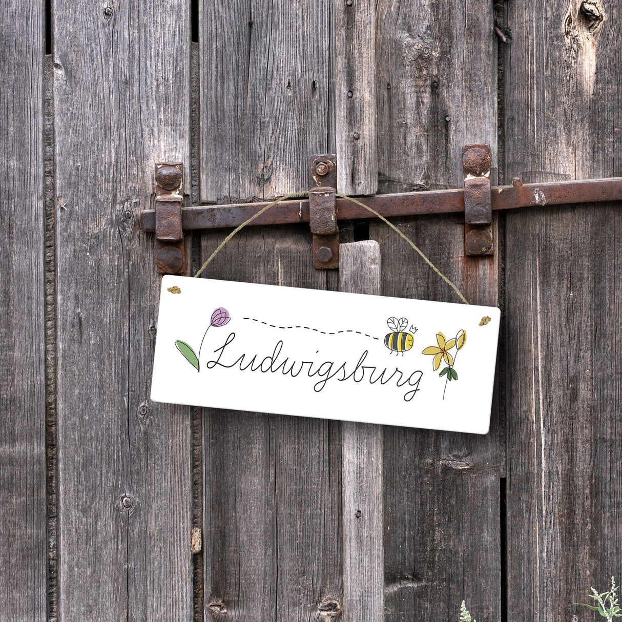 Ludwigsburg Metallschild mit Blumen und Biene