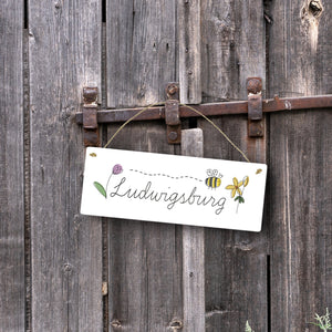 Ludwigsburg Metallschild mit Blumen und Biene