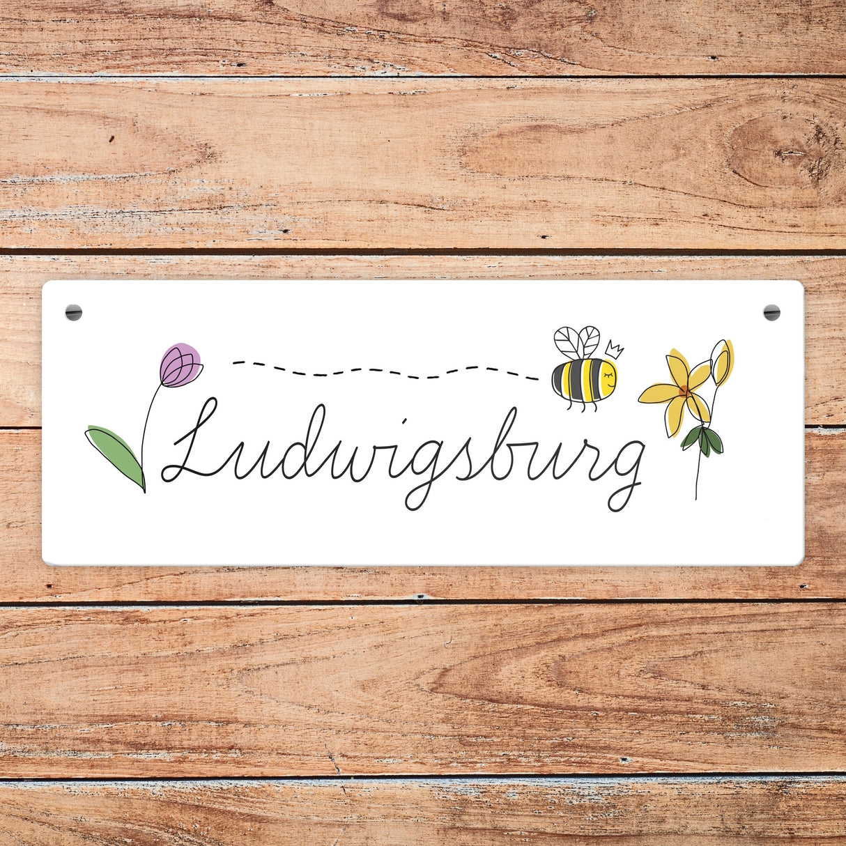 Ludwigsburg Metallschild mit Blumen und Biene