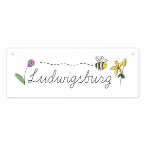 Ludwigsburg Metallschild mit Blumen und Biene