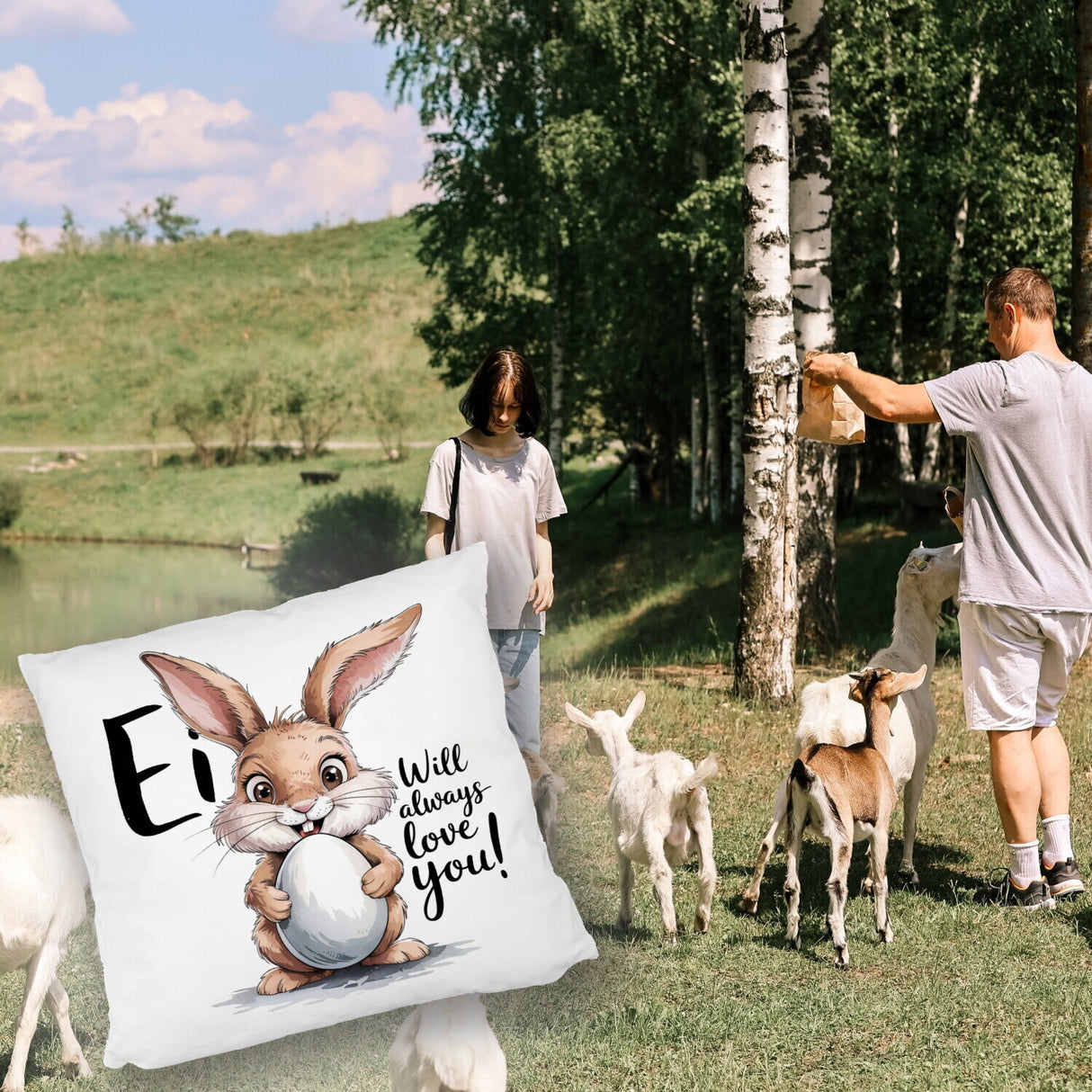 Ei will always love you! Kissen mit niedlichem Hasen