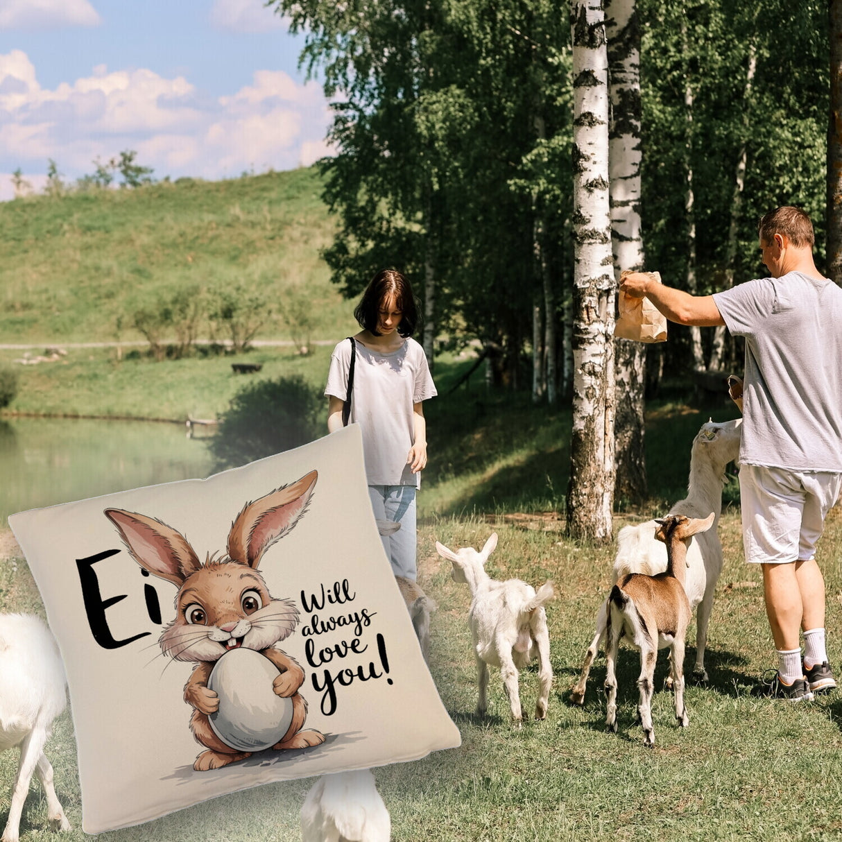 Ei will always love you! Kissen mit niedlichem Hasen
