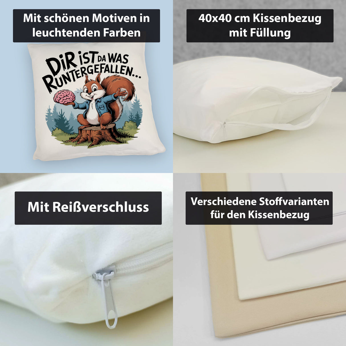 Dir ist was runtergefallen Kissen - Eichhörnchen hält Gehirn
