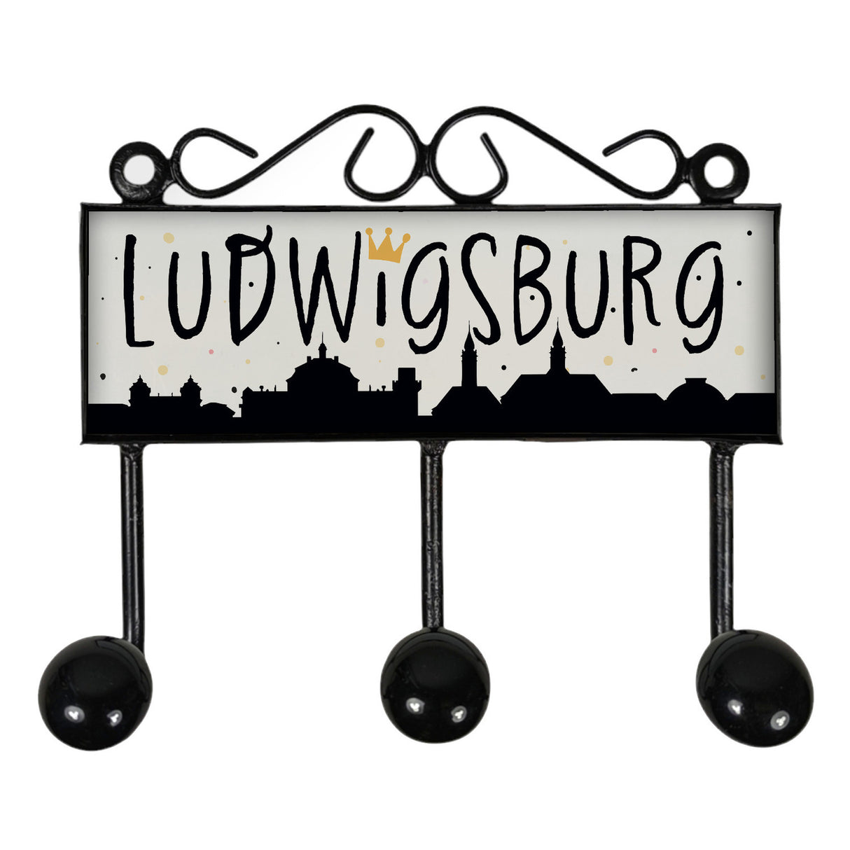 Ludwigsburg Skyline Kleiderhaken Leiste mit 3 Haken