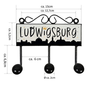 Ludwigsburg Skyline Kleiderhaken Leiste mit 3 Haken