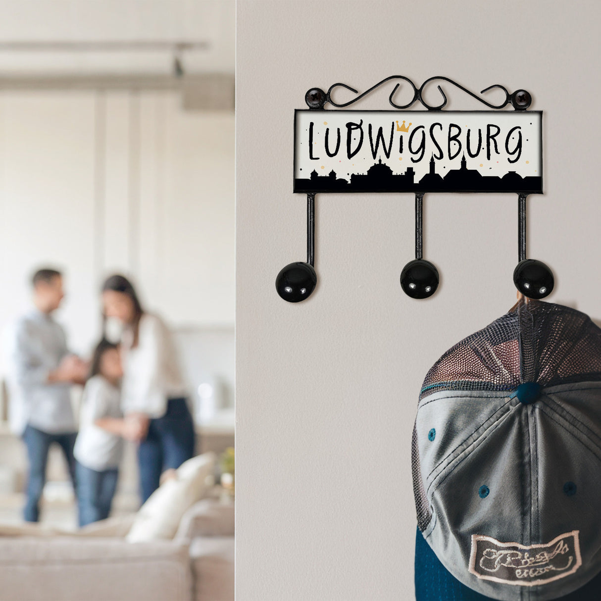 Ludwigsburg Skyline Kleiderhaken Leiste mit 3 Haken