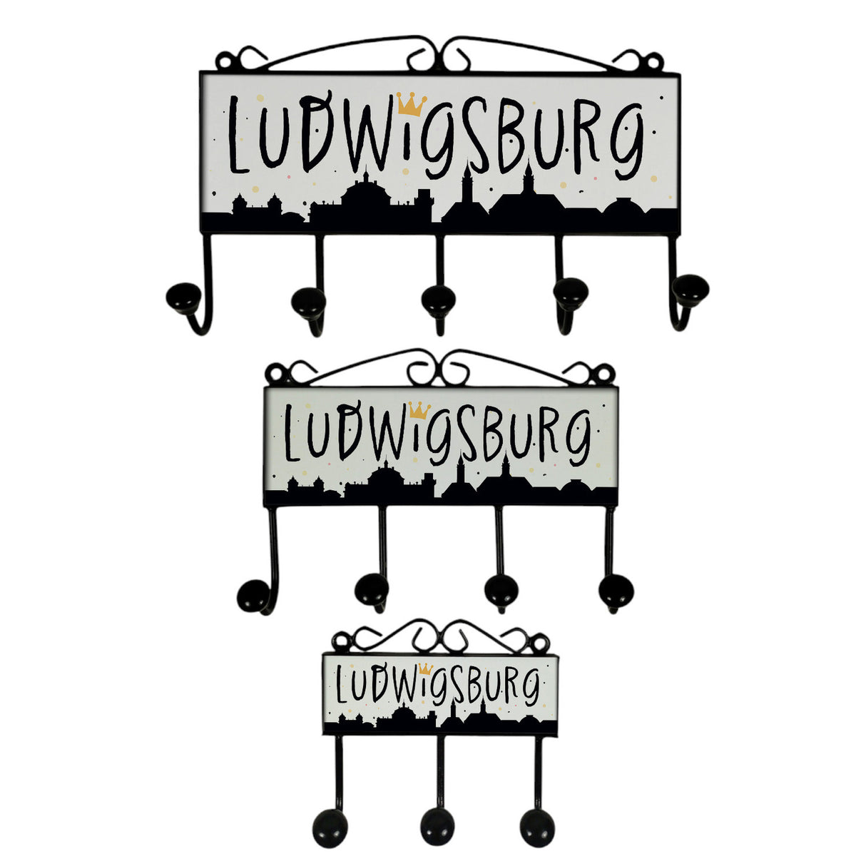 Ludwigsburg Skyline Kleiderhaken Leiste mit 3 Haken