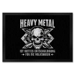 Heavy Metal statt Volksmusik Fußmatte in 35x50 cm mit Totenkopf