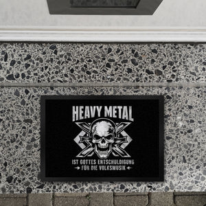 Heavy Metal statt Volksmusik Fußmatte in 35x50 cm mit Totenkopf
