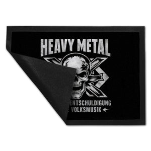 Heavy Metal statt Volksmusik Fußmatte in 35x50 cm mit Totenkopf