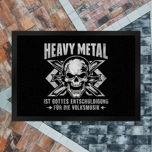 Heavy Metal statt Volksmusik Fußmatte in 35x50 cm mit Totenkopf