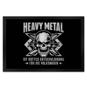 Heavy Metal statt Volksmusik Fußmatte in 35x50 cm mit Totenkopf
