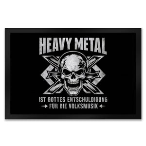 Heavy Metal statt Volksmusik Fußmatte in 35x50 cm mit Totenkopf