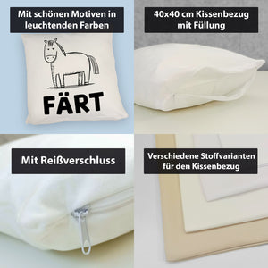 Färt Kissen mit Pferdeskizze