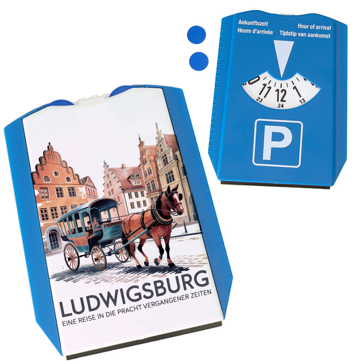 Ludwigsburg Reise Parkscheibe Pferdekutsche auf Kopfsteinpflaster
