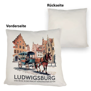 Ludwigsburg Reise Kissen Pferdekutsche auf Kopfsteinpflaster