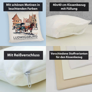 Ludwigsburg Reise Kissen Pferdekutsche auf Kopfsteinpflaster