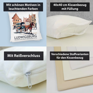 Ludwigsburg Reise Kissen Pferdekutsche auf Kopfsteinpflaster