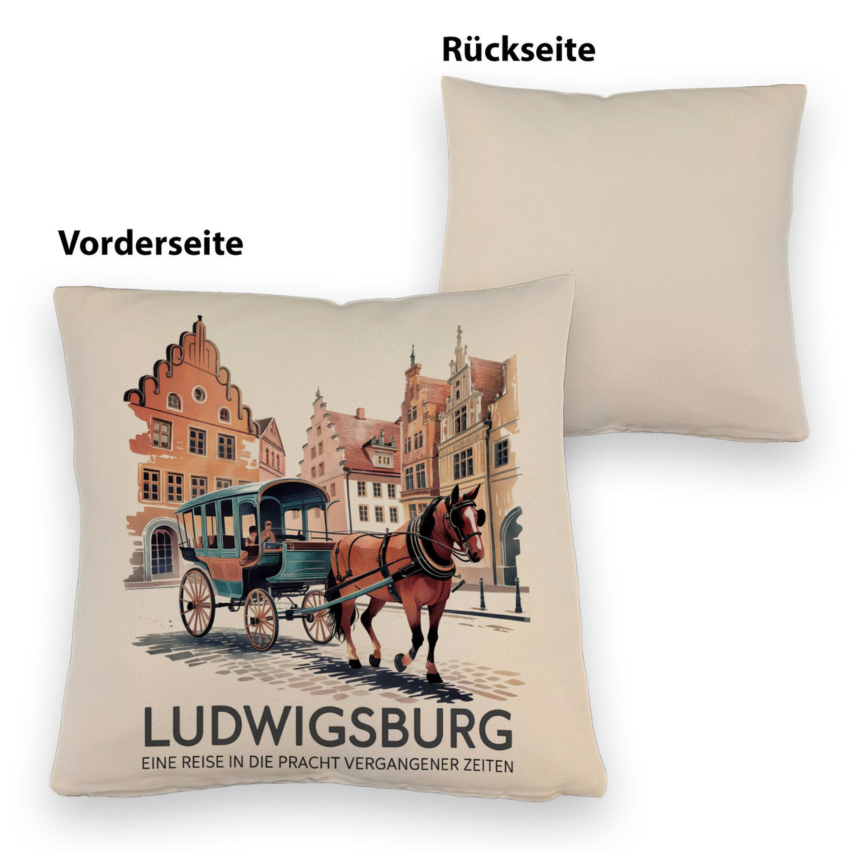 Ludwigsburg Reise Kissen Pferdekutsche auf Kopfsteinpflaster