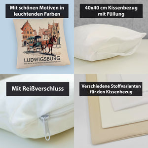Ludwigsburg Reise Kissen Pferdekutsche auf Kopfsteinpflaster