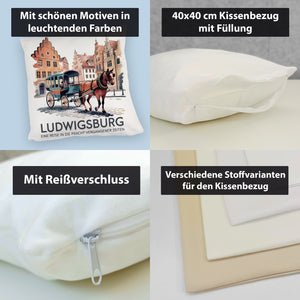 Ludwigsburg Reise Kissen Pferdekutsche auf Kopfsteinpflaster