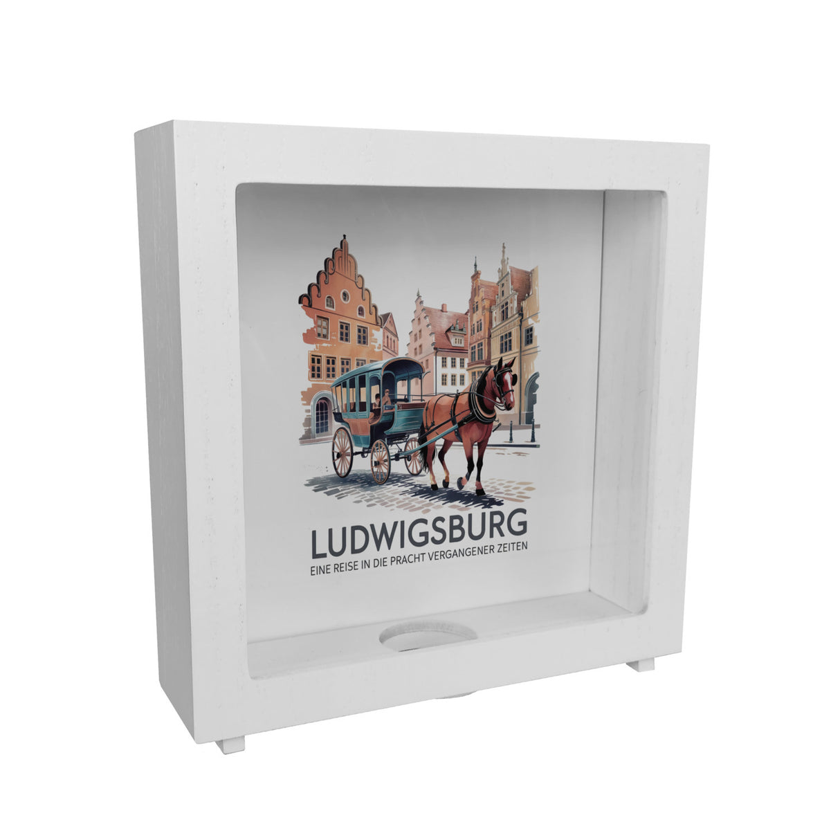 Ludwigsburg Reise Spardose Pferdekutsche auf Kopfsteinpflaster