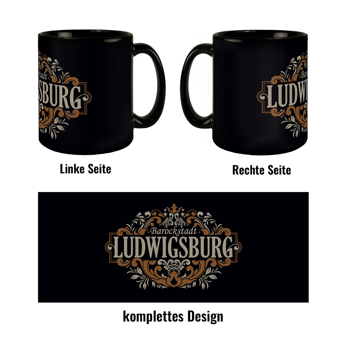 Ludwigsburg Barock Ornament Tasse - braun