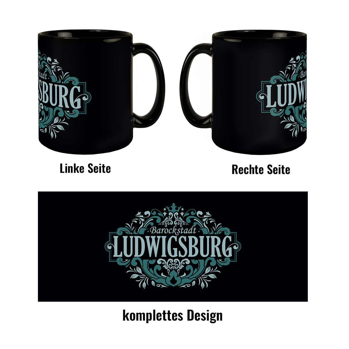 Ludwigsburg Barock Ornament Tasse - türkis