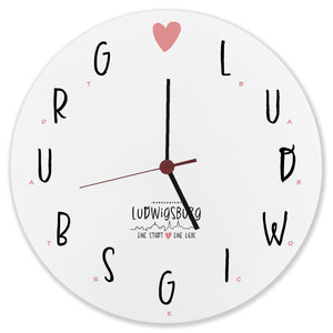 Ludwigsburg Wanduhr mit Spruch Eine Stadt - Eine Liebe