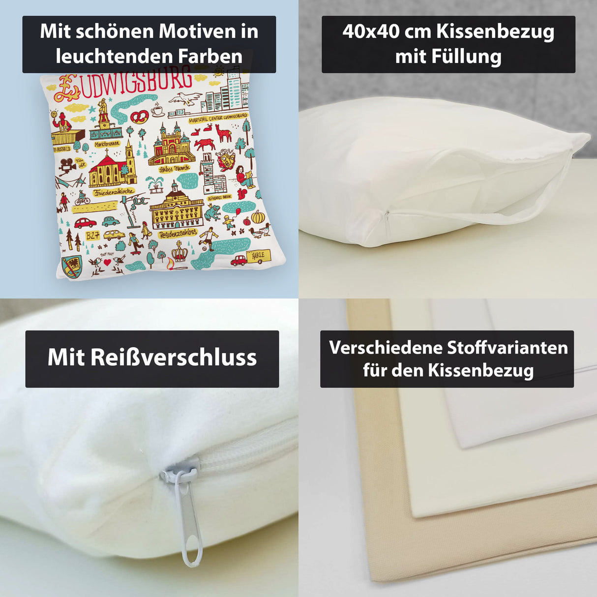 Ludwigsburg Wimmelbild Kissen