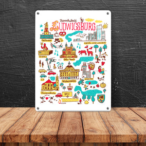 Ludwigsburg Wimmelbild Metallschild in 15x20 cm