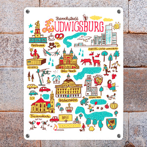 Ludwigsburg Wimmelbild Metallschild in 15x20 cm