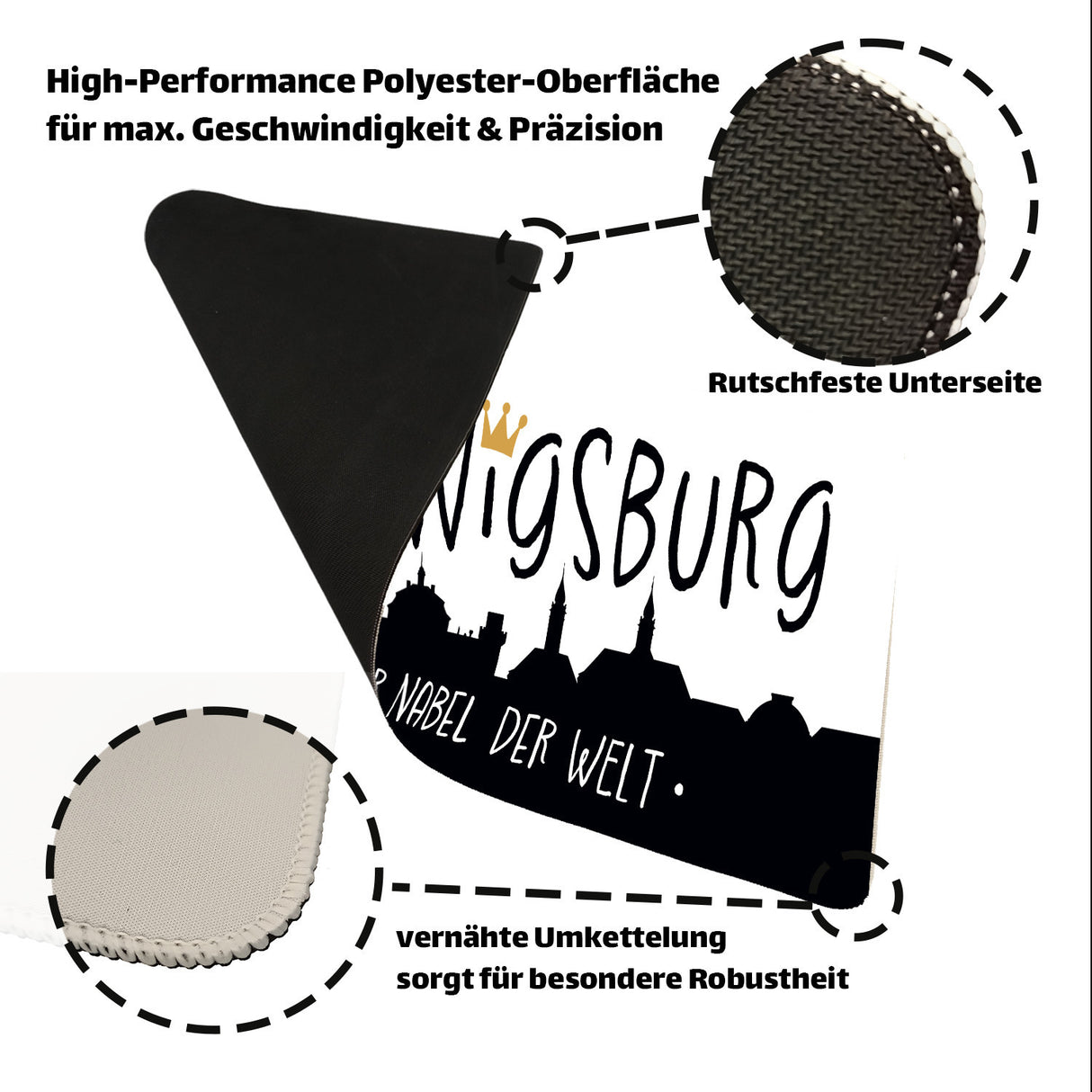 Ludwigsburg Skyline Schreibtischunterlage 69x31cm XXL Mauspad - Nabel der Welt