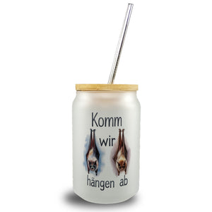 Fledermäuse - Komm, wir hängen ab Trinkglas mit Bambusdeckel